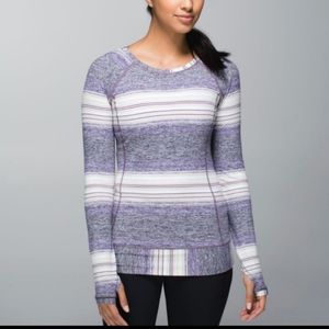 Lululemon Race Your Pace Long sleves  Stripe Heathered Slate size 8